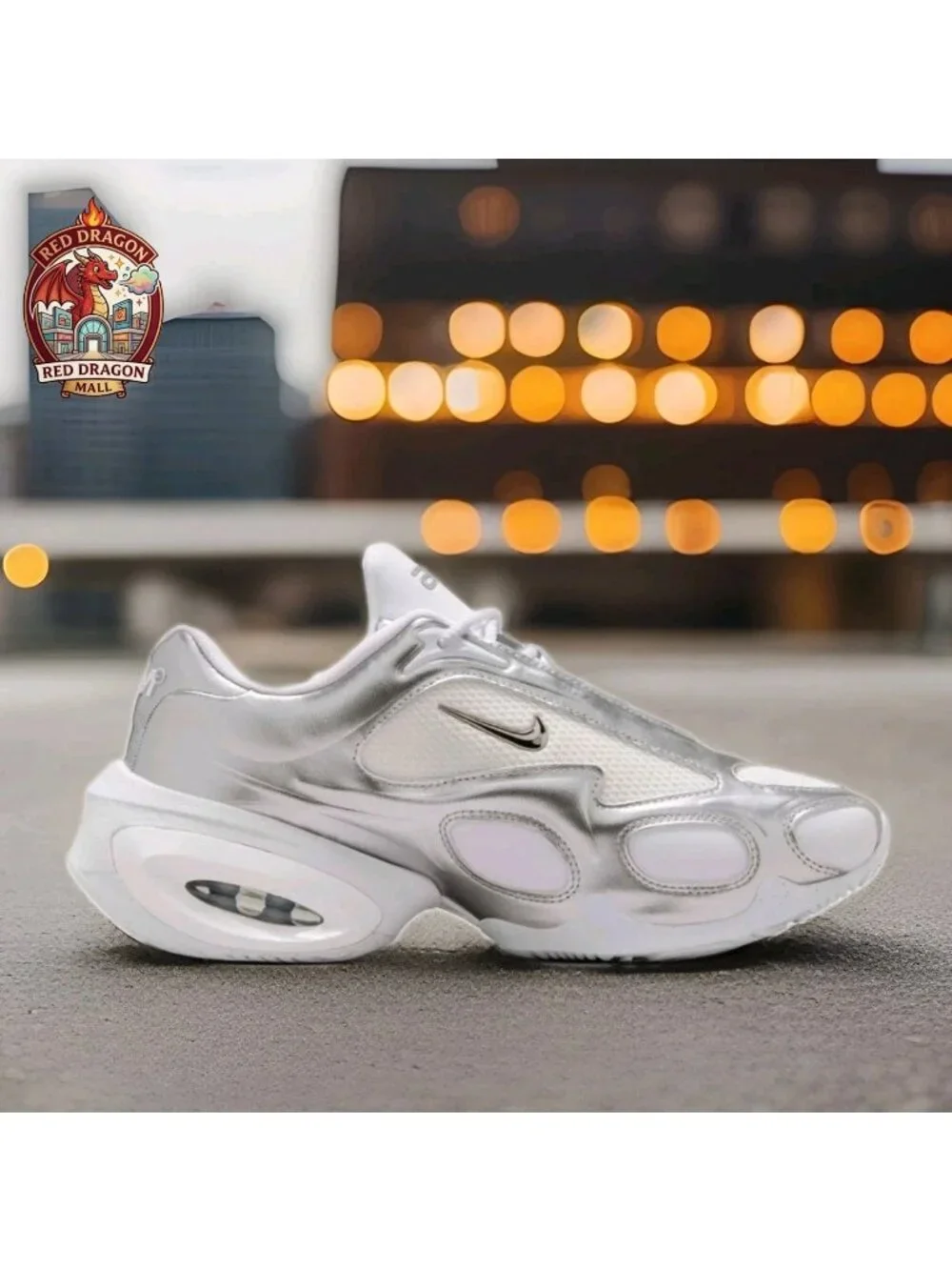 Nike Air Max Muse Mesh Lace-Up Sneakers White Silver FV1920-100 - Women's Sz 8.5